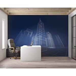 Soyut Bina Projesi Gayrimenkul Emlak Ve Gayrimenkul Duvar Kağıdı Baskı - Dkm333023 100x240 cm