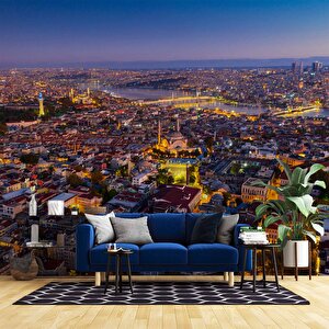 İstanbul Eminönü Kuş Bakışı Manzaralı Duvar Kağıdı - Dkm826086 100x300 cm