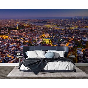 İstanbul Eminönü Kuş Bakışı Manzaralı Duvar Kağıdı - Dkm826086 100x300 cm