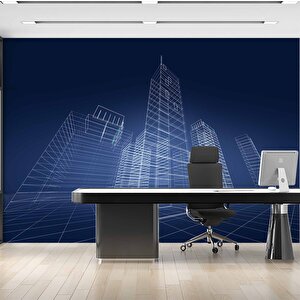 Soyut Bina Projesi Gayrimenkul Emlak Ve Gayrimenkul Duvar Kağıdı Baskı - Dkm333011 375x200 cm