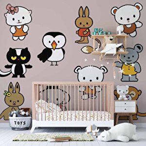 Minik Dostlar Çocuk Odası Duvar Kağıdı Baskı - Dkm398116 375x315 cm