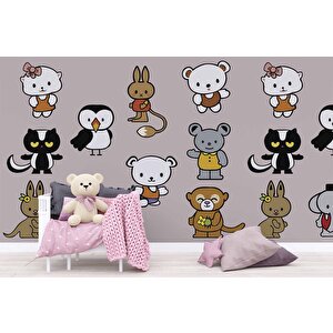 Minik Dostlar Çocuk Odası Duvar Kağıdı Baskı - Dkm398116