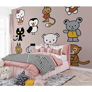 Minik Dostlar Çocuk Odası Duvar Kağıdı Baskı - Dkm398056 450x260 cm