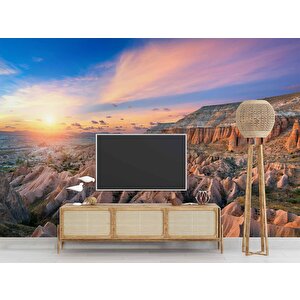 Günbatımı Dağ Ve Gökyüzü Manzaralı Duvar Kağıdı Baskı - Dkm540026 225x240 cm