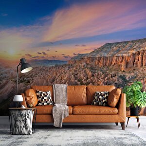 Günbatımı Dağ Ve Gökyüzü Manzaralı Duvar Kağıdı Baskı - Dkm540009 325x200 cm