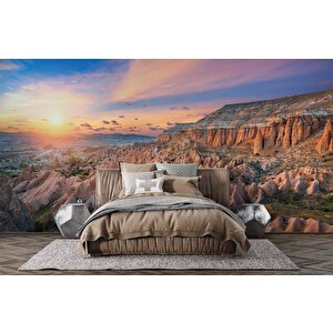 Günbatımı Dağ Ve Gökyüzü Manzaralı Duvar Kağıdı Baskı - Dkm540009 325x200 cm