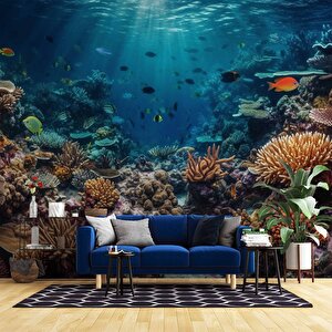 Su Altı Yemek Odası Duvar Kağıdı Baskı - Dkm238068 225x280 cm