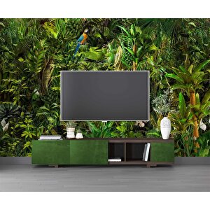 Botanik Bahçe Yaprak Desenli Duvar Kağıdı Baskı - Dkm-022_38040 100x240 cm