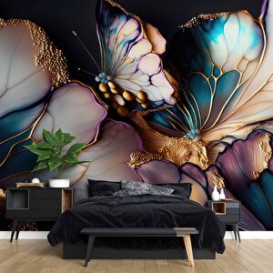 3 Boyutlu Kelebek Kanadı Desenli Duvar Kağıdı - Dkm710045 150x260 cm