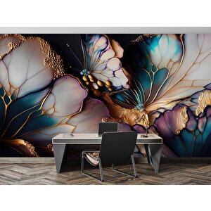 3 Boyutlu Kelebek Kanadı Desenli Duvar Kağıdı - Dkm710107