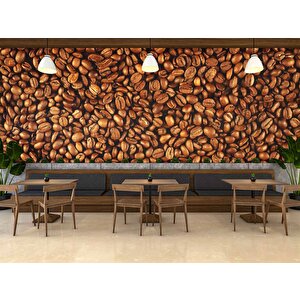 Kahve Çekirdekleri Temalı Cafe Duvar Kağıdı Baskı - Dkb274027 250x240 cm