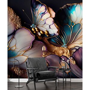 3 Boyutlu Kelebek Kanadı Desenli Duvar Kağıdı - Dkm710035