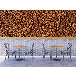 Kahve Çekirdekleri Temalı Cafe Duvar Kağıdı Baskı - Dkb274124