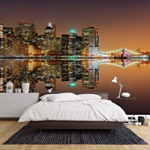 Panaromik Gece Manzarası Duvar Kağıdı - Dkm455018 550x200 cm