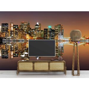 Panaromik Gece Manzarası Duvar Kağıdı - Dkm455018 550x200 cm