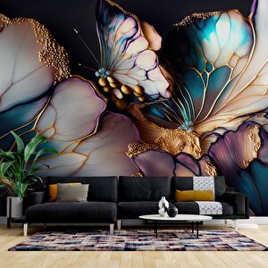 3 Boyutlu Kelebek Kanadı Desenli Duvar Kağıdı - Dkm710106 900x300 cm
