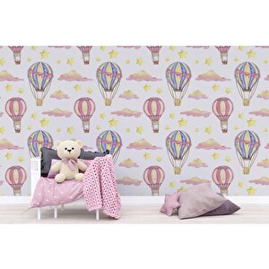 Uçan Balon Temalı Çocuk Odası Duvar Kağıdı Baskı - Dkm188003