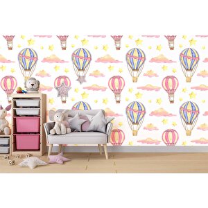 Uçan Balon Temalı Çocuk Odası Duvar Kağıdı Baskı - Dkm188084