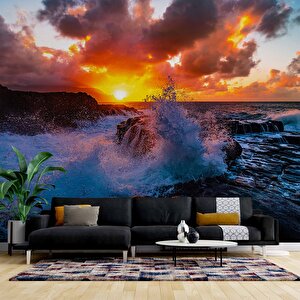 Gündoğumu Deniz Manzaralı Duvar Kağıdı Baskı - Dkm216086 100x300 cm