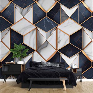 Siyah Beyaz 3 Boyutlu Mermer Temalı Duvar Kağıdı - Dkm598081 550x280 cm