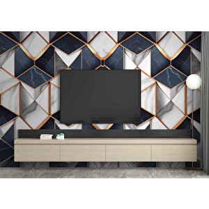 Siyah Beyaz 3 Boyutlu Mermer Temalı Duvar Kağıdı - Dkm598121 500x315 cm