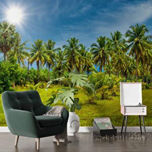 Palmiye Ağaçlı Duvar Kağıdı Baskı - Dkm252059
