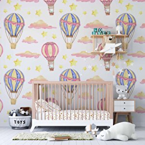 Uçan Balon Temalı Çocuk Odası Duvar Kağıdı Baskı - Dkm188009 325x200 cm