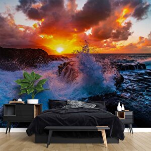 Gündoğumu Deniz Manzaralı Duvar Kağıdı Baskı - Dkm216031 350x240 cm