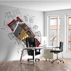 Mimari Proje Çizimi Gayrimenkul Emlak Ve Gayrimenkul Duvar Kağıdı Baskı - Dkm322107 100x315 cm