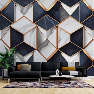 Siyah Beyaz 3 Boyutlu Mermer Temalı Duvar Kağıdı - Dkm598051 325x260 cm