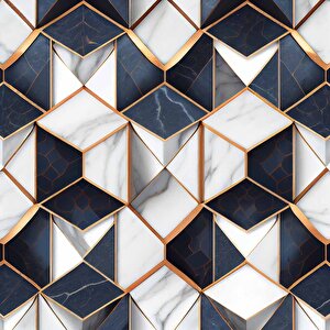 Siyah Beyaz 3 Boyutlu Mermer Temalı Duvar Kağıdı - Dkm598051