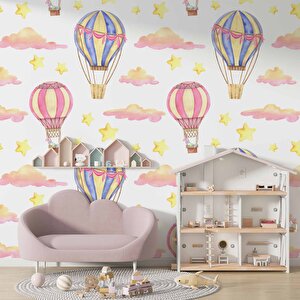 Uçan Balon Temalı Çocuk Odası Duvar Kağıdı Baskı - Dkm188008 300x200 cm