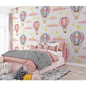 Uçan Balon Temalı Çocuk Odası Duvar Kağıdı Baskı - Dkm188008 300x200 cm