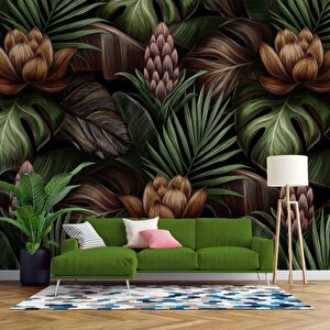 Botanik Bahçe Tropikal Yaprak Desenli Duvar Kağıdı Baskı - Dkm-018_71052 250x315 cm