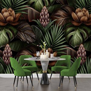 Botanik Bahçe Tropikal Yaprak Desenli Duvar Kağıdı Baskı - Dkm-018_71052
