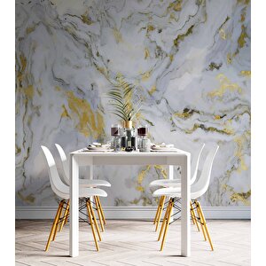 Beyaz-altın Mermer Desenli Duvar Kağıdı Baskı - Dkm093071