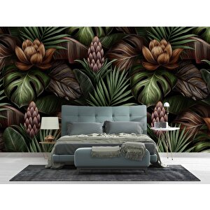 Botanik Bahçe Tropikal Yaprak Desenli Duvar Kağıdı Baskı - Dkm-018_97549 900x200 cm