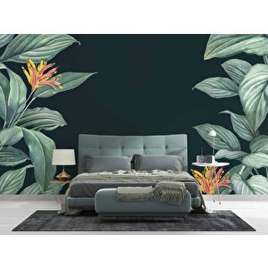 Yeşil Yaprak Görünümlü Duvar Kağıdı Baskı - Dkm560078 475x280 cm