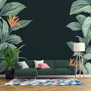 Yeşil Yaprak Görünümlü Duvar Kağıdı Baskı - Dkm560077 450x280 cm