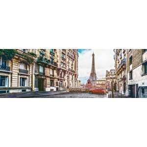 Paris Sokak Ve Eyfel Kulesi Manzaralı Duvar Kağıdı Baskı - Dkm552105
