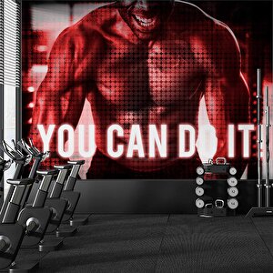 Kaslı-yazılı Spor Salonu Duvar Kağıdı Baskı - Dkm214041 700x240 cm