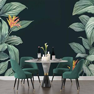 Yeşil Yaprak Görünümlü Duvar Kağıdı Baskı - Dkm560115