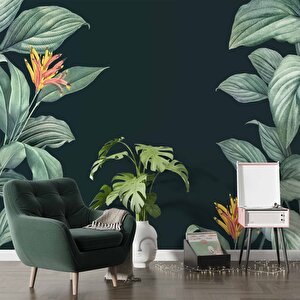 Yeşil Yaprak Görünümlü Duvar Kağıdı Baskı - Dkm560115