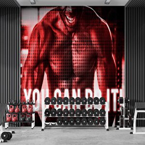 Kaslı-yazılı Spor Salonu Duvar Kağıdı Baskı - Dkm214105 800x300 cm