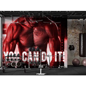 Kaslı-yazılı Spor Salonu Duvar Kağıdı Baskı - Dkm214027