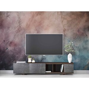 Eskitme Mavi Pembe Duvar Dokulu Duvar Kağıdı Baskı - Dkm604095 375x300 cm