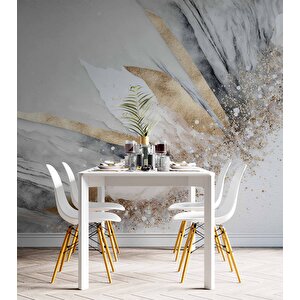 Altın Simli Açık Mermer Desenli Duvar Kağıdı - Dkm791093