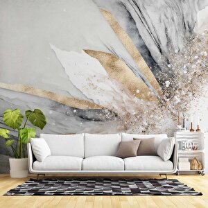 Altın Simli Açık Mermer Desenli Duvar Kağıdı - Dkm791072 325x280 cm