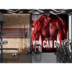 Kaslı-yazılı Spor Salonu Duvar Kağıdı Baskı - Dkm214107 100x315 cm