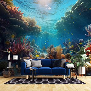 Japon Balıkları Ve Mercan Manzaralı Duvar Kağıdı - Dkm970003 150x200 cm